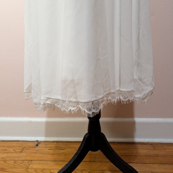 Dress The Population Corey Dress Size XXL White Cap Sleeve V Neck Eyelash Hem - Picture 3 of 12